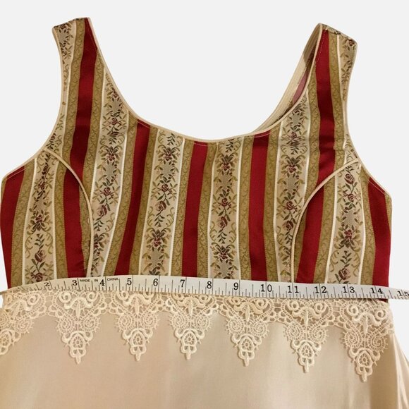 VTG Edwardian Silk Lace Bridal Gown Empire Waist Red Gold Custom Made Dress S - Picture 7 of 7